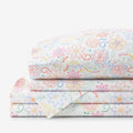 Floral Dream Classic Cool Organic Cotton Percale Bed Sheet Set - White Multi, Twin