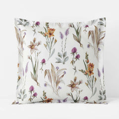 Stem Florals Premium Smooth Wrinkle-Free Sateen Sham - Ivory Multi, Euro