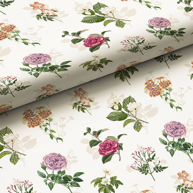 Cameilla Floral Traditional Wallpaper - Ivory, Swatch