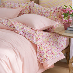 Sunshine & Blooms Classic Cool Cotton Percale Duvet Cover - Pinstripe Coral, Full/Queen
