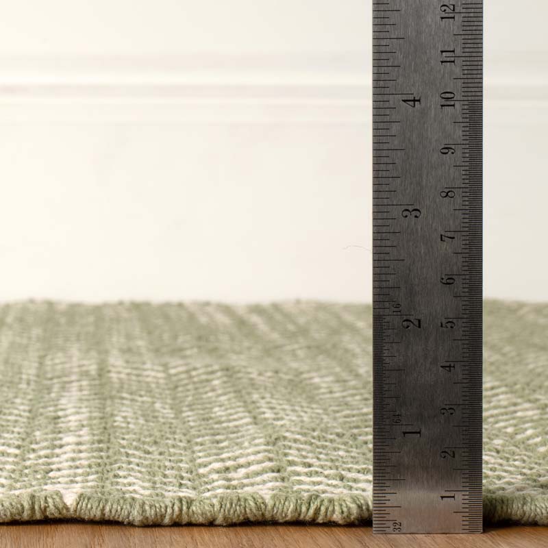 Herringbone Handwoven Cotton Rug - Sage, 5' x 8'