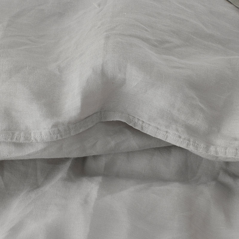 Premium Breathable Washed Linen Solid Duvet Cover - Light Gray, King/Cal King
