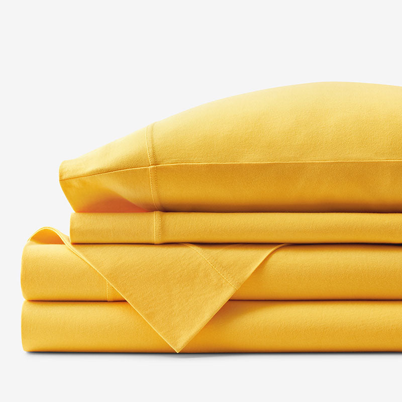 T-Shirt Soft Jersey Knit Bed Sheet Set - Yellow, King