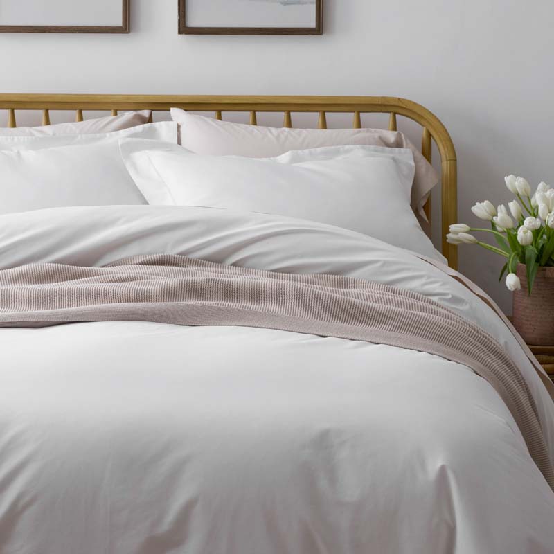 Solid Garment Washed Cotton Percale Fitted Bed Sheet - White, Twin XL