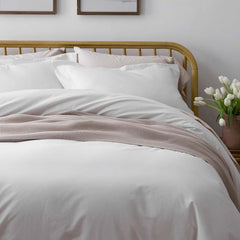 Solid Garment Washed Cotton Percale Duvet Cover - White, King/Cal. King
