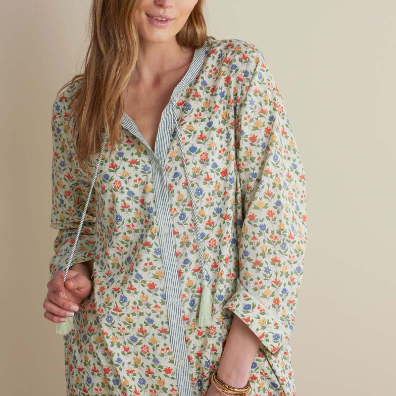 Printed Voile Women's Caftan - Meadow Song, S