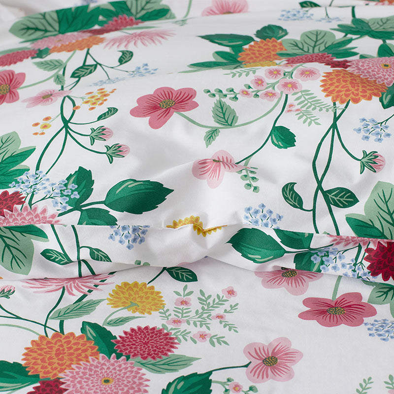 Dahlia Classic Cool Cotton Percale Duvet Cover - White Multi, Twin/Twin XL