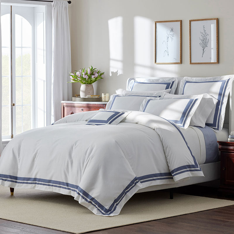 Double Border Premium Smooth Supima® Cotton Wrinkle-Free Sateen Sham - Blue Dusk, Standard