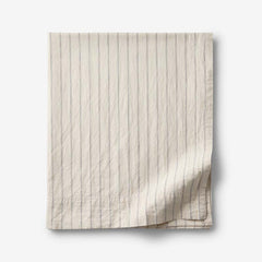 Tailored Stripes and Plaids Premium Breathable Washed Linen Cotton Flat Bed Sheet - Stripe Deep Navy, King/Cal. King