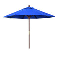 Round Outdoor Patio Umbrella, Wood with Manual Lift - Pacific Blue, 9'