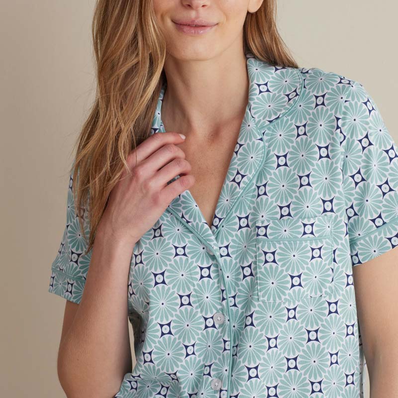 Printed Peruvian Cotton Women's Shorts Set - Cool Daisy, L