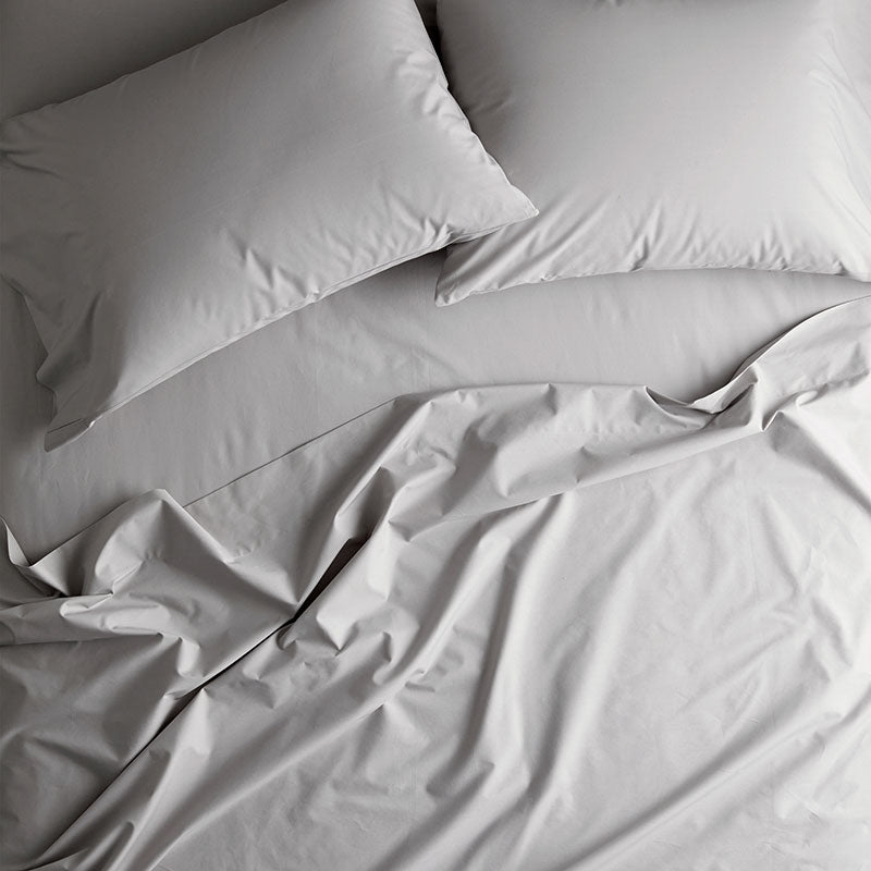 Classic Cool Organic Cotton Percale Solid Duvet Cover - Gray, Full/Queen