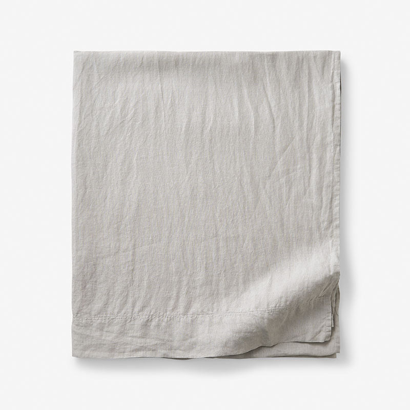Premium Breathable Washed Linen Solid Flat Bed Sheet - Light Gray, Twin/Twin XL