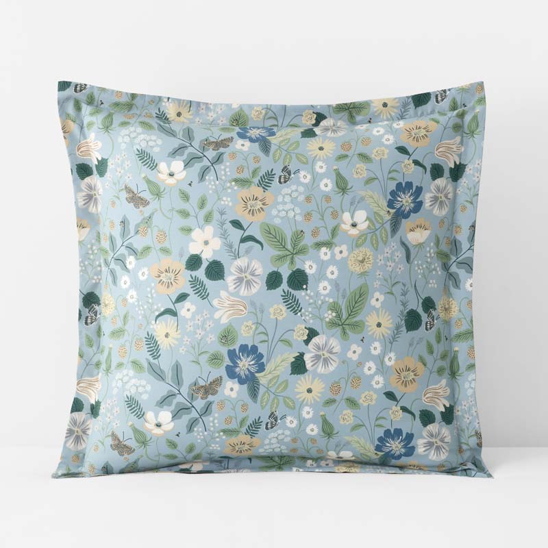 Strawberry Fields Classic Cool Cotton Percale Reversible Sham - Slate, Euro