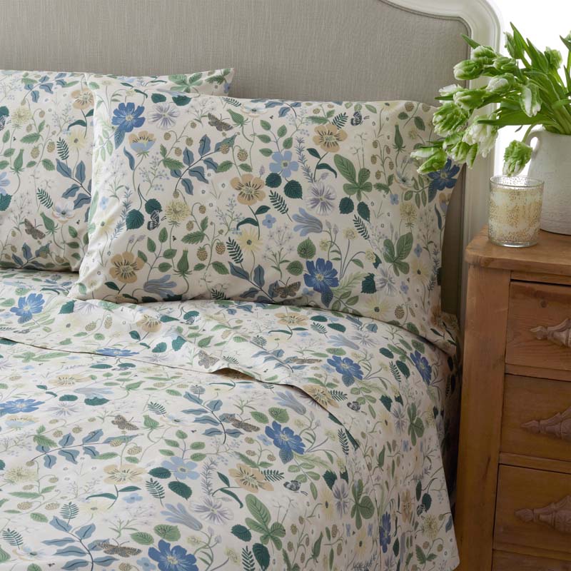 Strawberry Fields Classic Cool Cotton Percale Bed Sheet Set - Beige, King