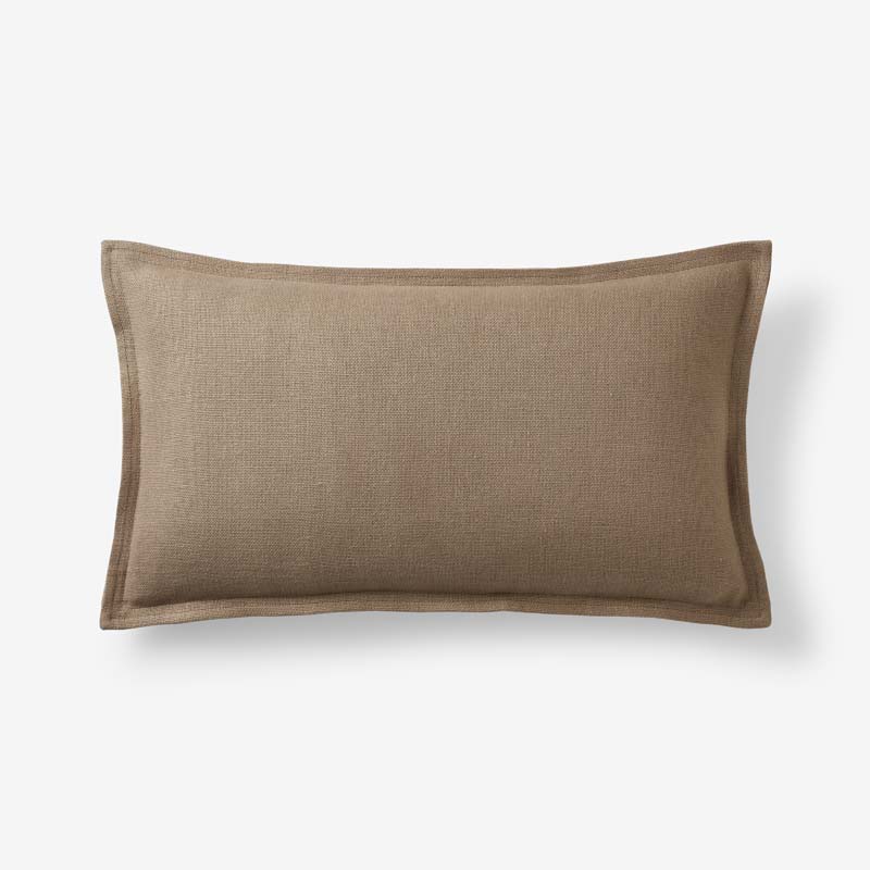 Linen Decorative Lumbar Pillow Cover - Taupe, 12 in. x 21 in.