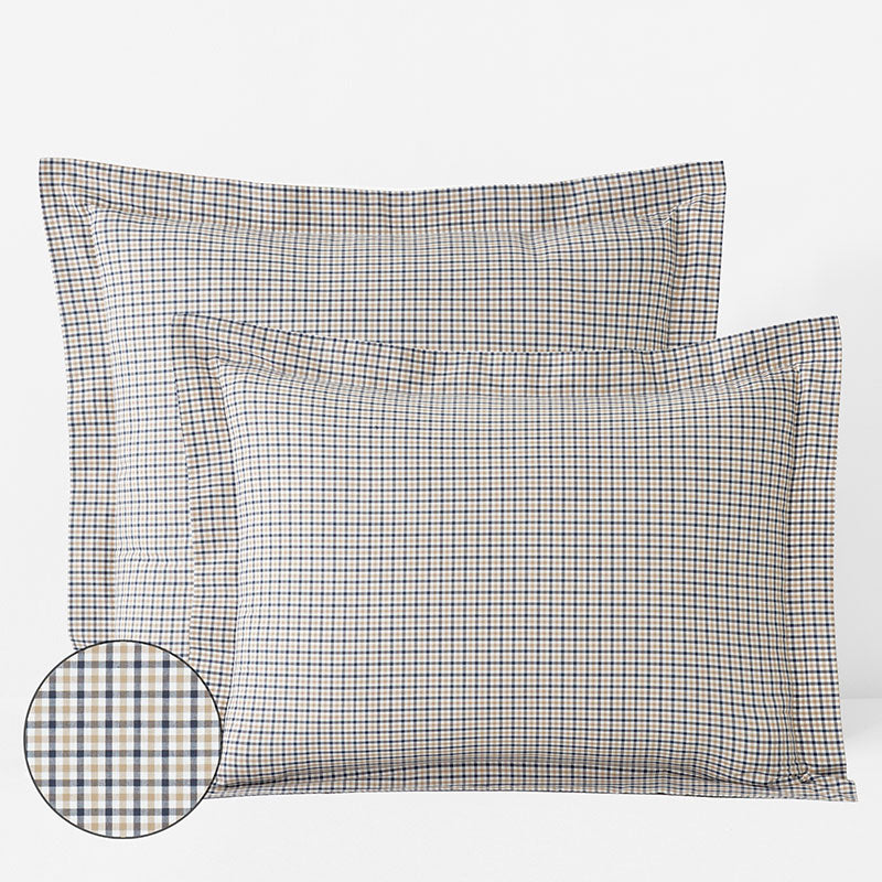 Classic Stripes and Plaids Cool Yarn-Dyed Cotton Percale Sham - Mini Check Multi, Standard