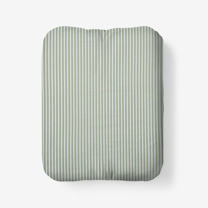 Tira Floral Classic Cool Cotton Percale Fitted Bed Sheet - Stripe Green, Full