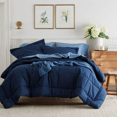 Classic Cool Cotton Percale Comforter - Navy, Full
