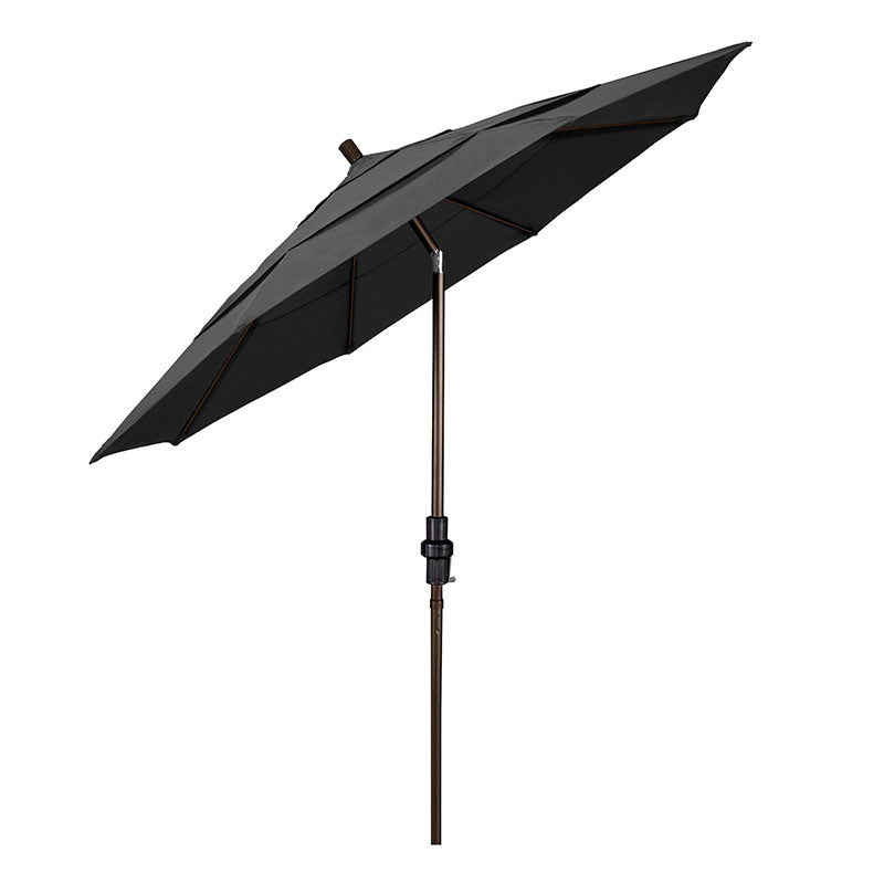 Round Outdoor Patio Umbrella, Fiberglass with Twist Tilt - Bronze Finish, Black, 11'