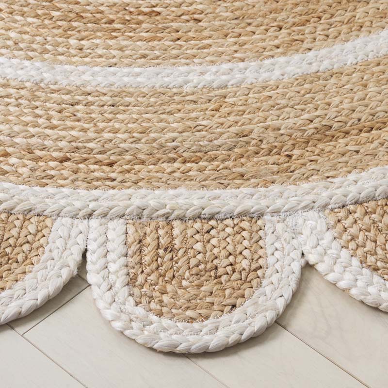 Scallop Border Handwoven Jute Rug - Ivory, 5' x 8'