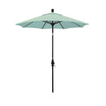Round Outdoor Patio Umbrella, Fiberglass with Twist Tilt - Black Finish, Spectrum Mist, 7.5'
