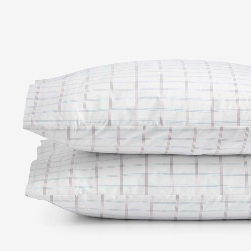 Yarn-Dyed Plaid Garment Washed Cotton Percale Pillowcase Set - Ivory Multi, Standard