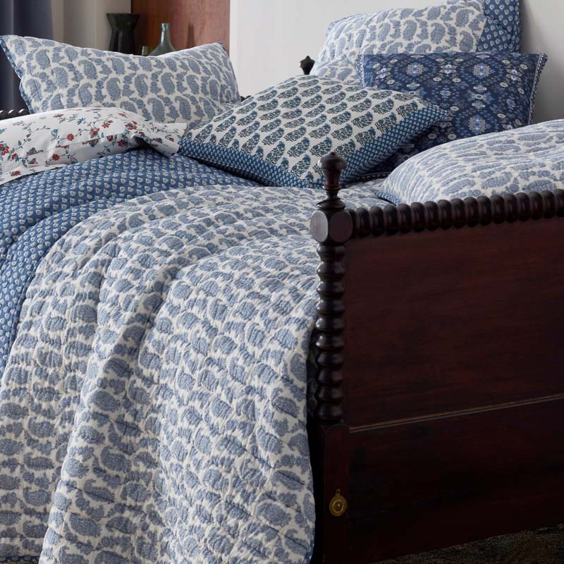Jiya Reversible Decorative Square Pillow Cover - Blue Multi, 20 in. x 20 in.