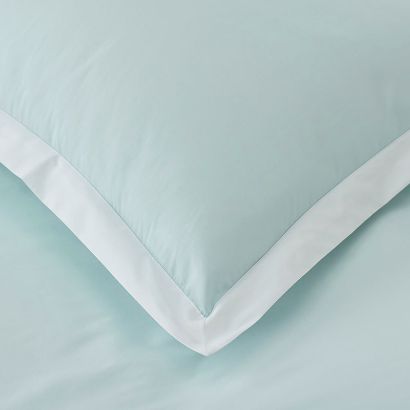 Solid Border Classic Cool Cotton Percale Duvet Cover - Pale Blue, Full
