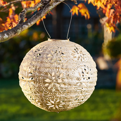 Soji™ Stella Boho Solar Outdoor Lantern - Pearl