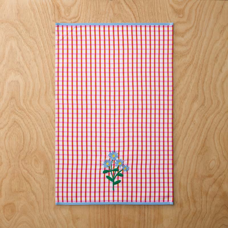Floral Plaid Kitchen Towel Sets - Multi, Set of 4