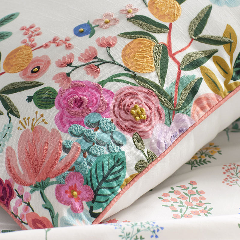 Garden Party Decorative Square Pillow Cover - Ivory Multi