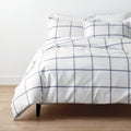 Tailored Stripes and Plaids Classic Cool Cotton Percale Bed Duvet Cover - Window Pane Plaid Navy, Twin/Twin XL