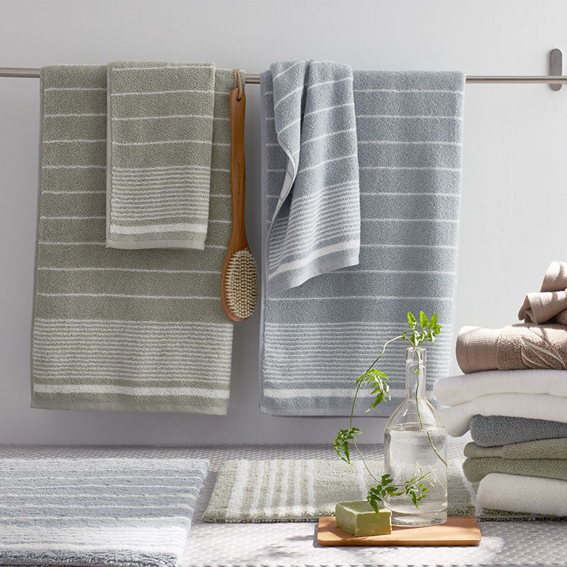 Plush Spa Stripe Bath Rug - Dark Seaspray, 24 in. x 40 in.