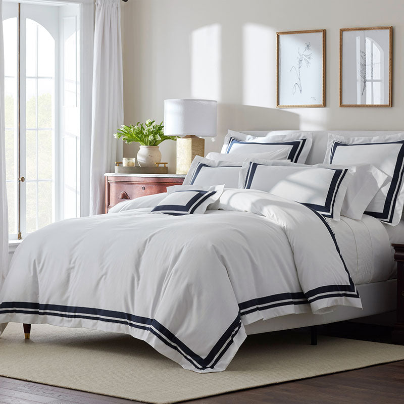 Double Border Premium Smooth Supima® Cotton Wrinkle-Free Sateen Sham - Navy, King