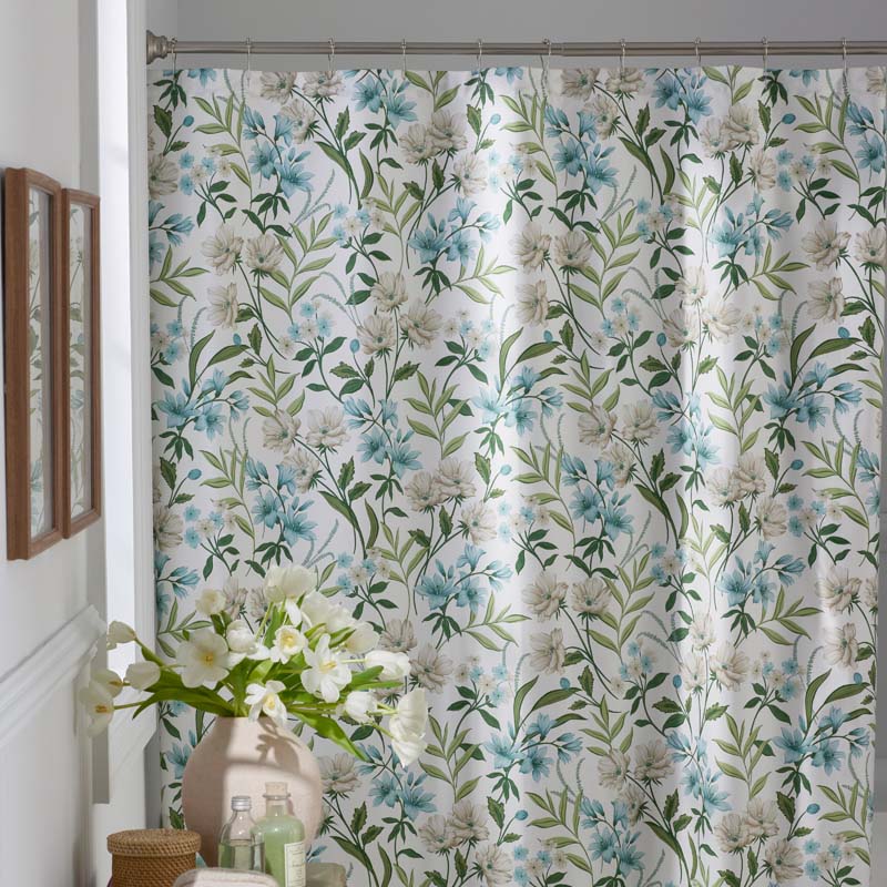 Gardenia Mist Premium Smooth Wrinkle-Free Sateen Shower Curtain - Cream Multi