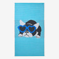 Cotton Terry Beach Towel - Turquoise Hearts