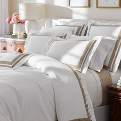 Double Border Premium Smooth Supima® Cotton Wrinkle-Free Sateen Duvet Cover - Light Birch, Full