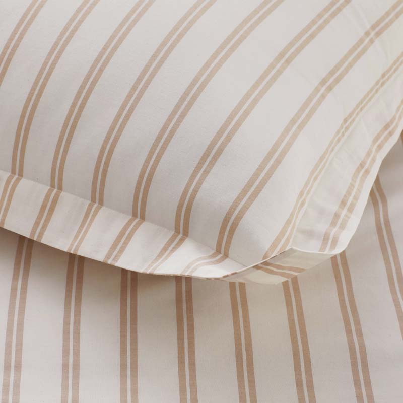 Tailored Stripes and Plaids Classic Cool Cotton Percale Pillowcase Set - Narrow Stripe Gold, Standard