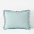 Solid Ruffle Garment Washed Cotton Percale Sham - Cloud Blue, King