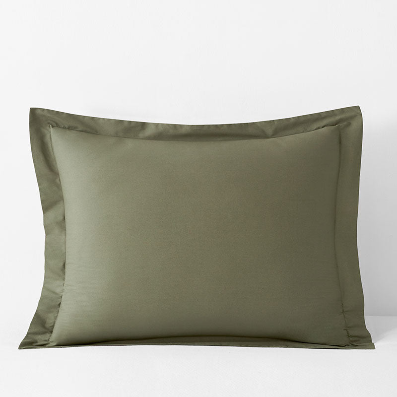 Classic Cool Cotton Percale Sham - Olive Green, King
