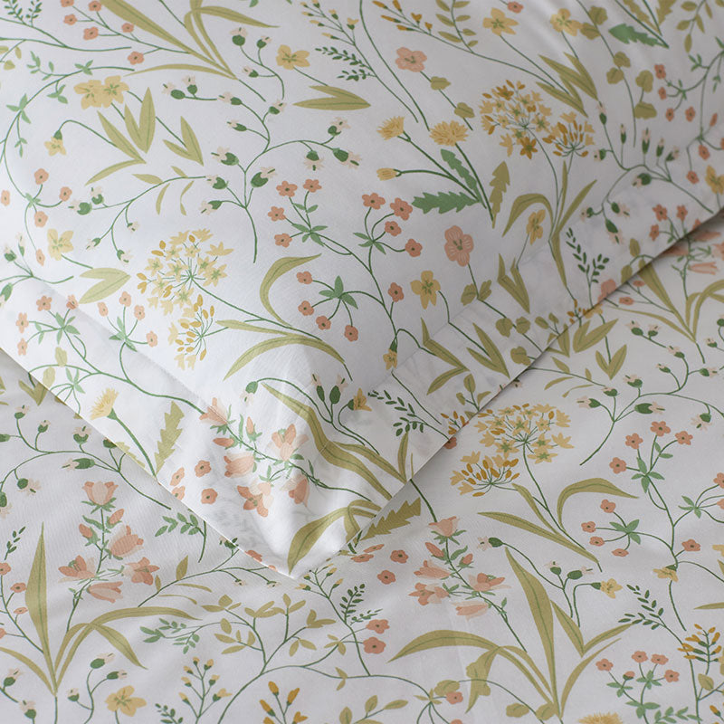 Clemencia Classic Cool Cotton Percale Sham - Mini Floral Peach Blossom, Euro