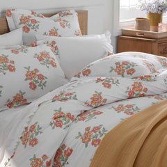 Blossoms and Stripes Classic Cool Cotton Percale Comforter - Petal Charm, Full/Queen