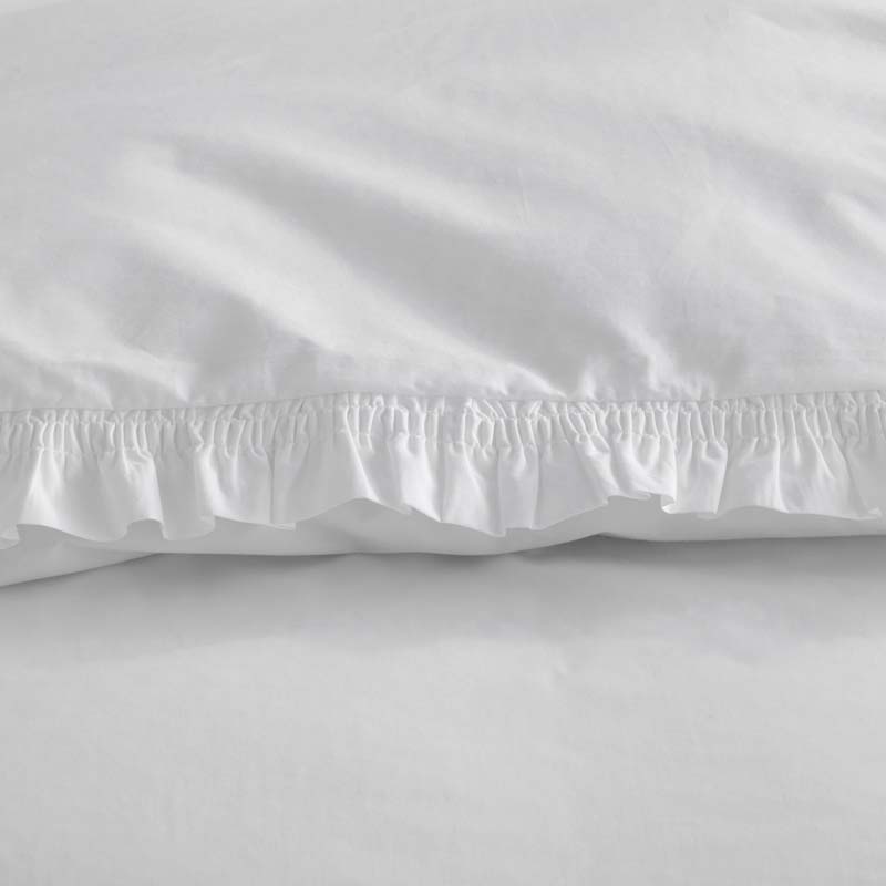 Solid Ruffle Garment Washed Cotton Percale Sham - White, King