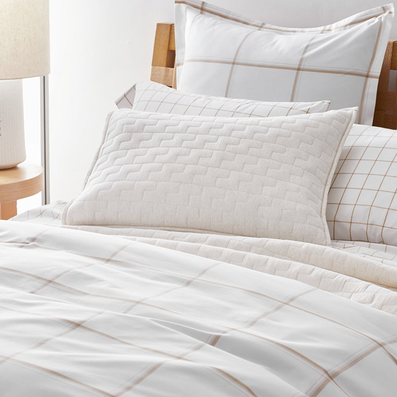 Tailored Stripes and Plaids Classic Cool Cotton Percale Sham - Window Pane Plaid Wheat, Euro