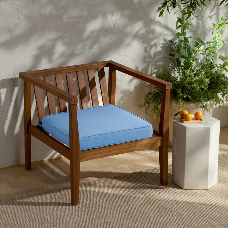 Rain Boxed Edge Replacement Chair Cushion - Air Blue, 18 in. x 18 in.