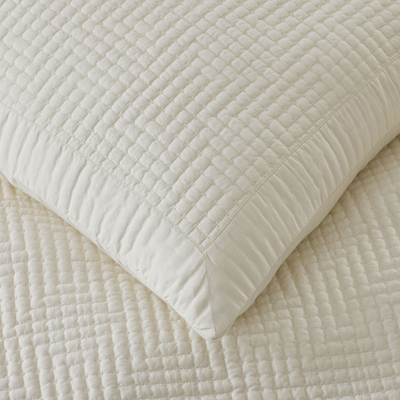 Premium Smooth Cotton Sateen Solid Quilted Sham - Cream, King