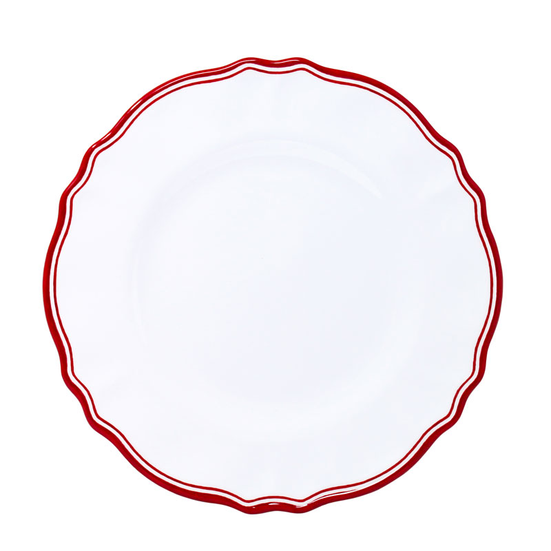 Maison Melamine Dinner Plates, Set of 4 - White/Red