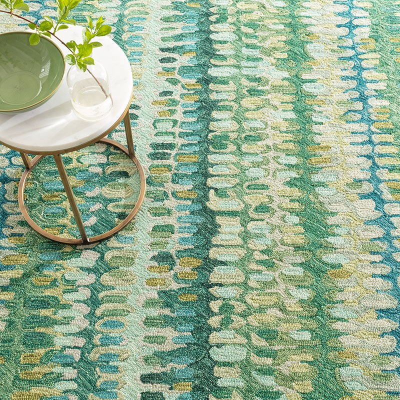 Paint Chip Hand Hooked Wool Rug - Moss, 2' x 3'