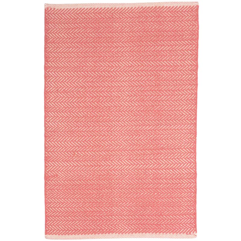 Herringbone Handwoven Cotton Rug - Coral, 2' 6" x 8' Runner